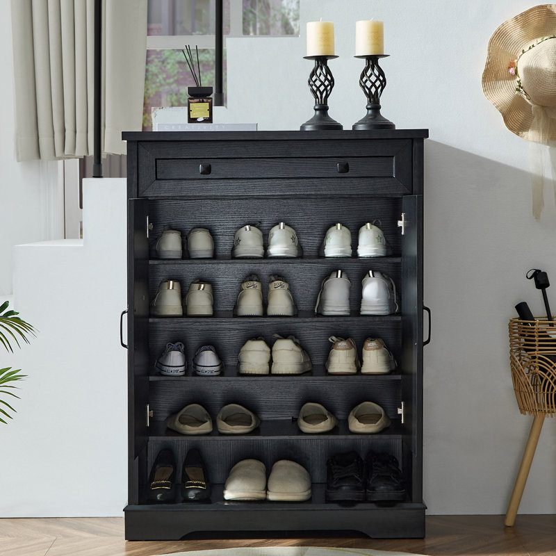 20 Pair Shoe Storage Cabinet, Black