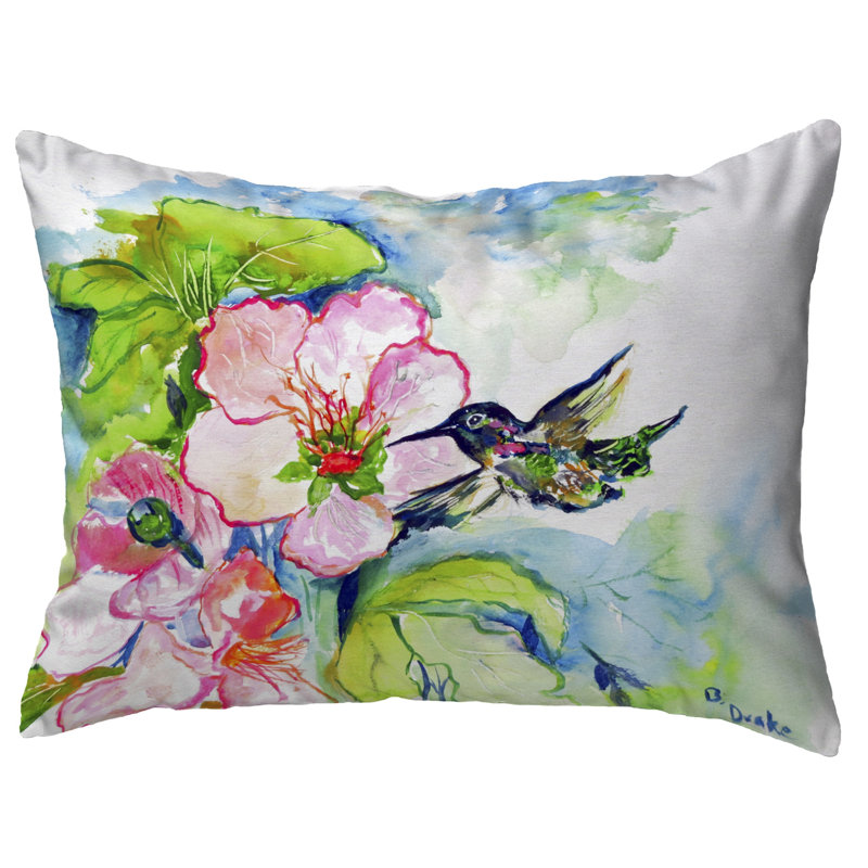  Hummingbird and Hibiscus Indoor/Outdoor Rectangular Pillow Cover & Insert