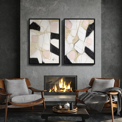 Art mural encadré, rétro, antique, classique pour chambre à coucher - 24 po x 36 po x 2 panneaux