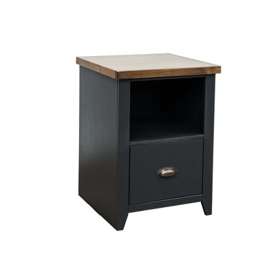 Classeur de bureau 22 po avec 1 tiroir, noir et whisky, peuplier, placages, sans assemblage 22 po, 1 classeur, finition whisky