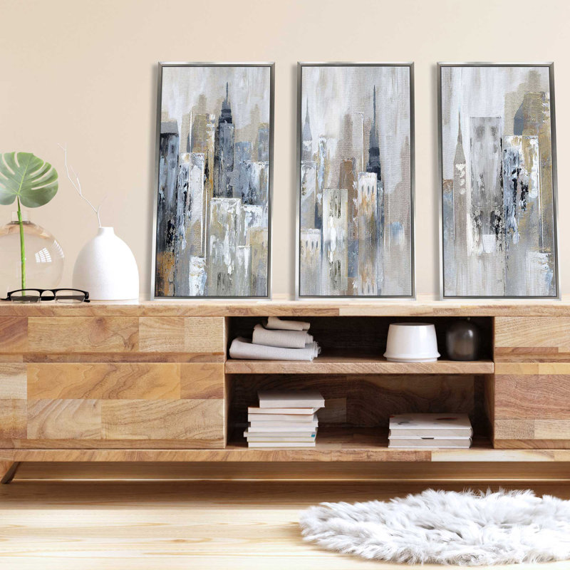 «Bay City Reflection» par Nan - impression sur toile flottante 3 pièces, H 33,5 po x l 52,5 po x P 2 po