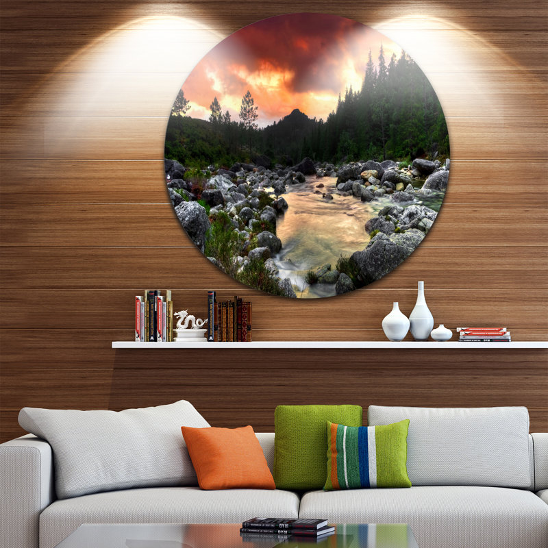 «Rocky Mountain River at Sunset», photographie, H 36 po x l 36 po x P 1 po, Métal métal