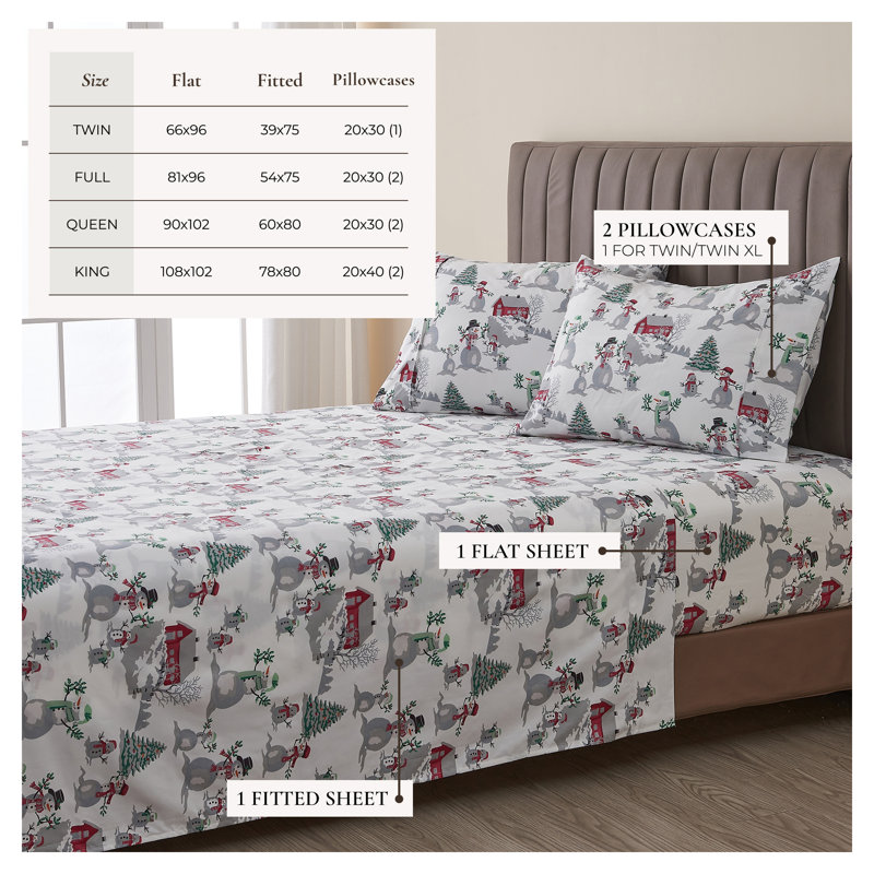 Ensemble de draps en microfibre Ultra Soft Lodge, Très grand, Merveille d'hiver