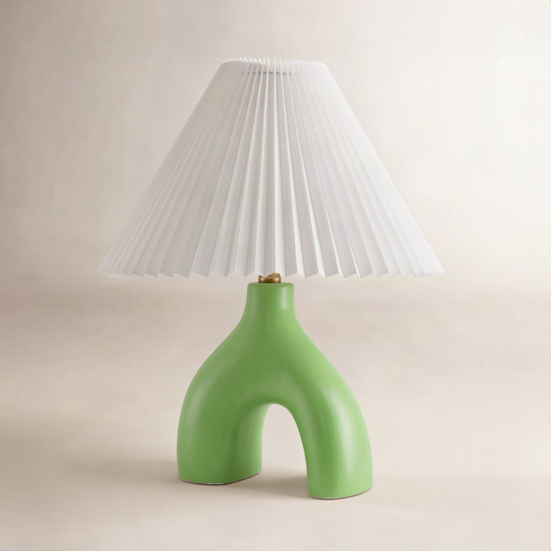 Celes Table Lamp, White, Grass Green