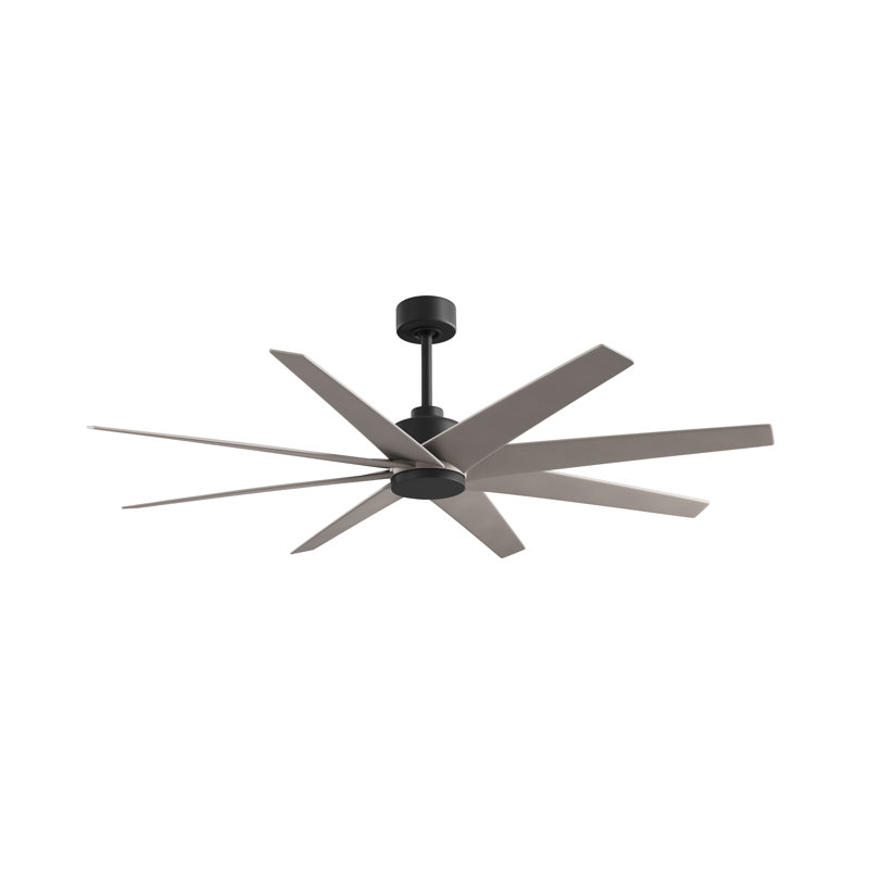 Ariella - Ventilateur de plafond à huit pales, Noir mat, Nickel brossé