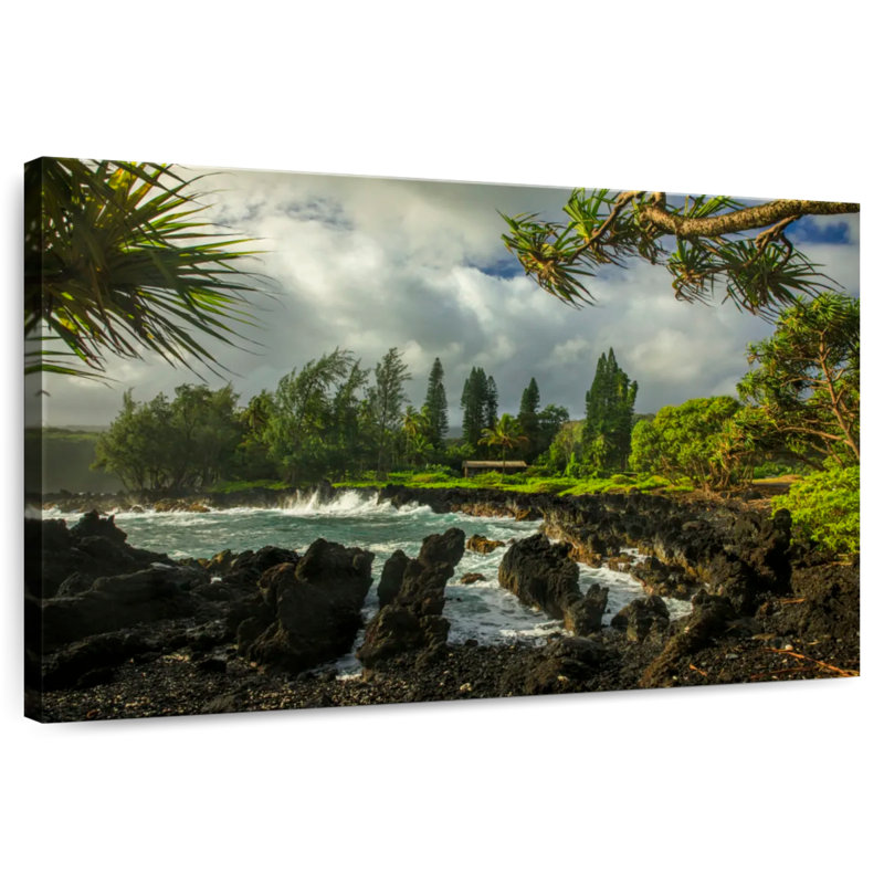 Ravi Maui, plage de sable noir, H 20 po x l 30 po