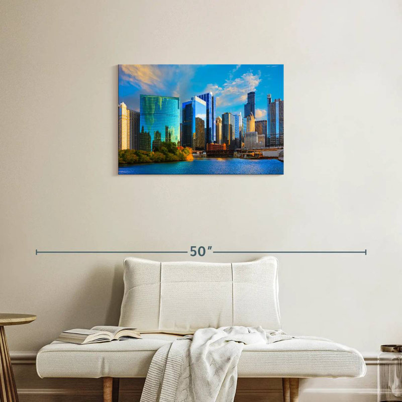 Ravi gratte-ciel de Chicago au coucher du soleil, H 20 po x l 30 po