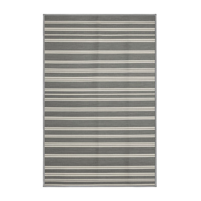  Tapis lavable rayé gris tourterelle blanc