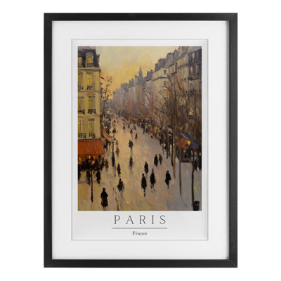 Vintage Orange Paris Streets Framed Print Under Glass, design by Petal Prints Design