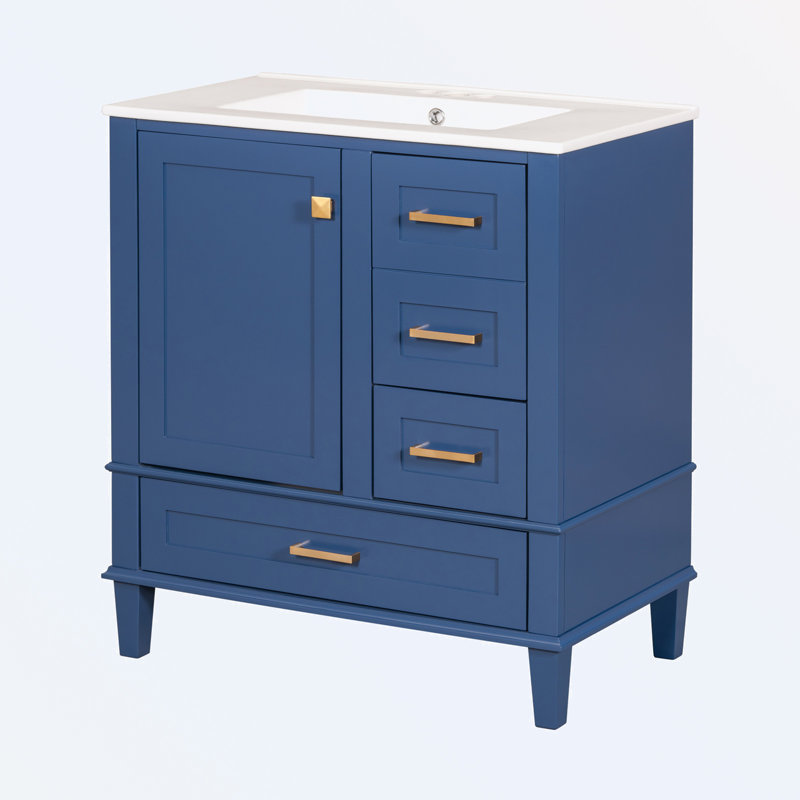Omani 30'' Single Bathroom Vanity with Top, Blue