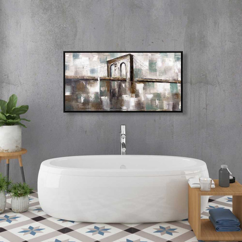 Peinture abstraite pont tacheté | Décor de bureau encadré brun bureau