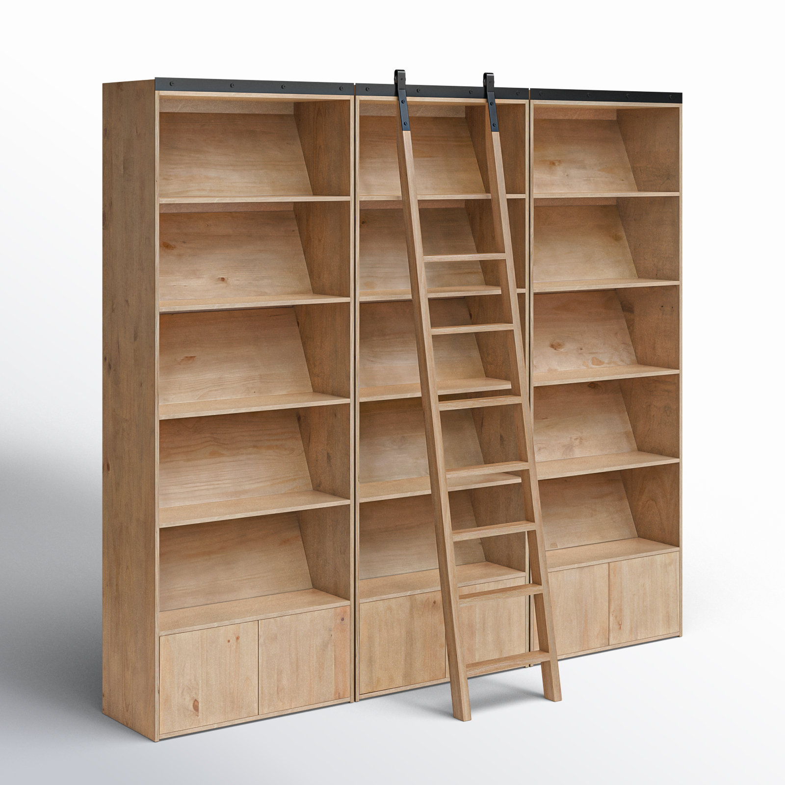 Wide Bookcase, Smoked Pine
