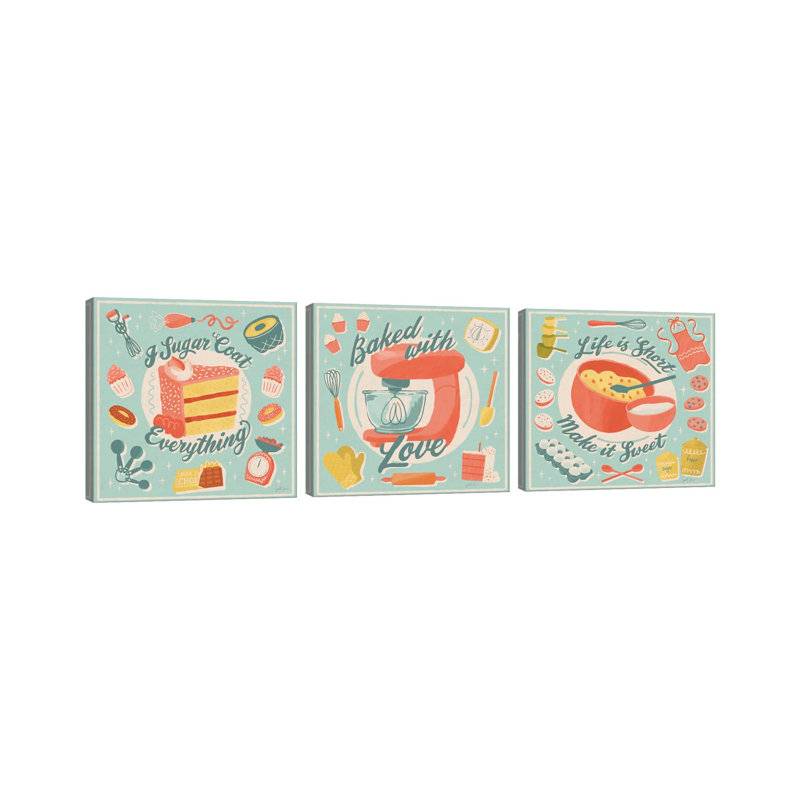 «Fresh Baked Triptych», ensemble d'art mural sur toile tendue (ensemble de 3)