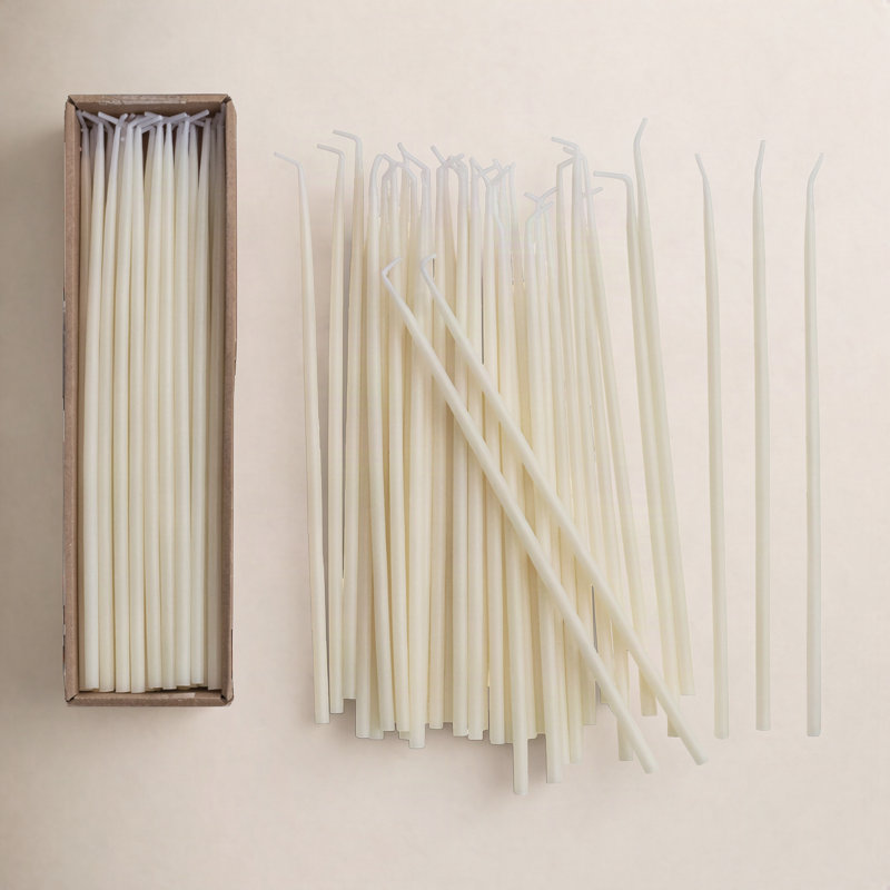 Bougies fines non parfumées en boîte, 10" L x 0.5" W, Ivoire ivoire