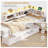 Corner Daybed Frame with 6 Drawers and Storage Bookcase Daybed with Charging Station and LED Lights-122632852-123467513