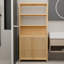 Étagère de rangement 64 pouces à double porte à double porte multi-scène avec 2 tablettes intérieures, tiroirs et loquet magnétique, plateau de table large naturel, couleur