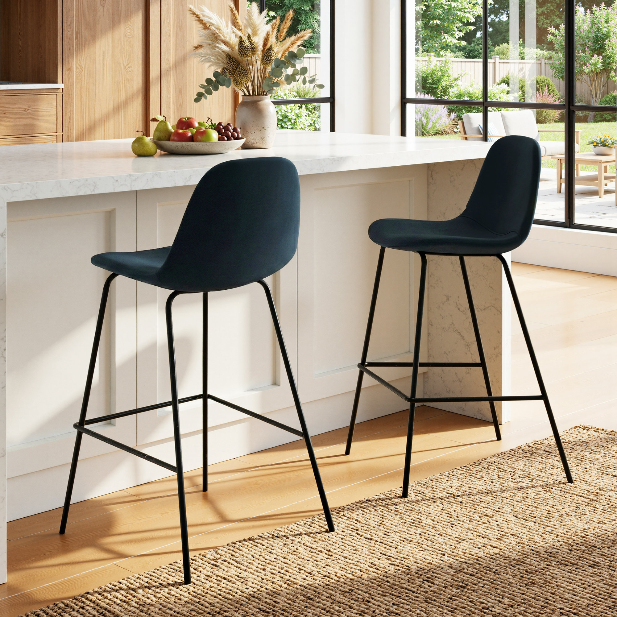 Kody Upholstered Bar & Counter Stool, Bella Ink Performance Velvet, Counter Stool (23.5" Seat Height)
