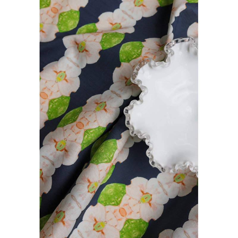 Flowering Dogwoods Square Pillow Cover & Insert, Navy Floral, 22"H x 22"W