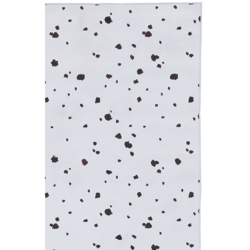 Tapis abstrait ivoire / noir, Tapis de couloir 2 pi 6 po x 8 pi