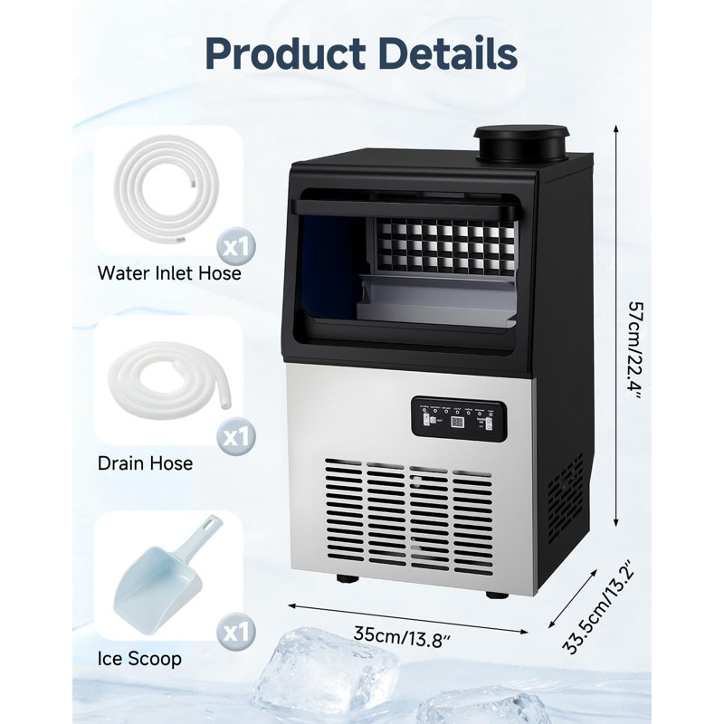 Stainless Steel Under Counter Ice Machine With Storage Bin