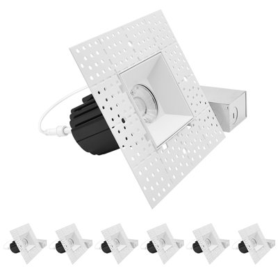 LUXRITE 3 Inch LED Recessed Trimless Spotlight With Jbox, Twist N' Lock, 5CCT, 15W, 1000LM, CRI90, 38° Beam, Dimmable, IC Rated, Wet Rated, ETL 6 Pack