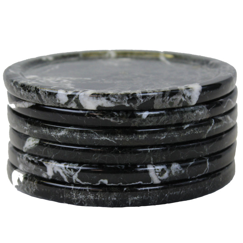 Marble Round 6 Piece Coaster Set