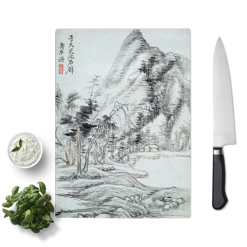 Tempered Glass Landscape Vol.3 by Yun Shouping Chopping Board, 20 cm x 28.5 cm