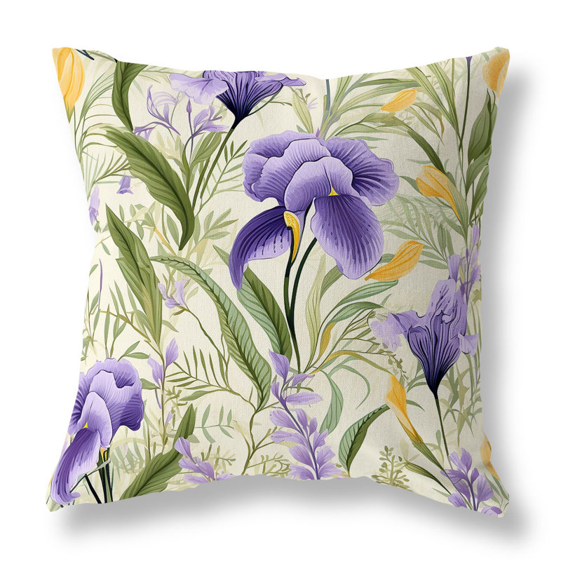 Coussin Breezy Buds, H 20 po x l 20 po, Floral mauve / vert