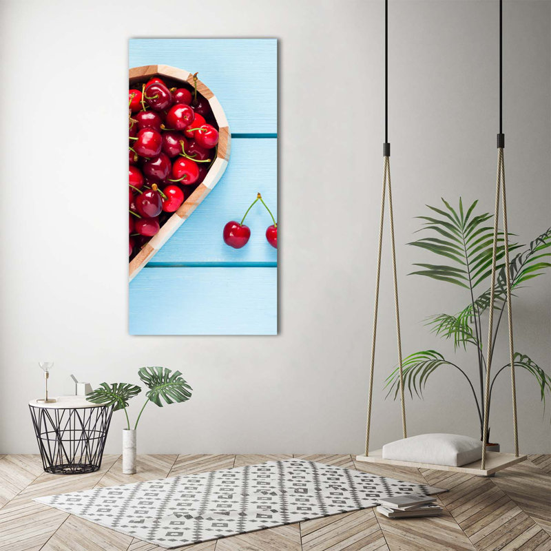 Cherries On Wood - Wrapped Canvas Print