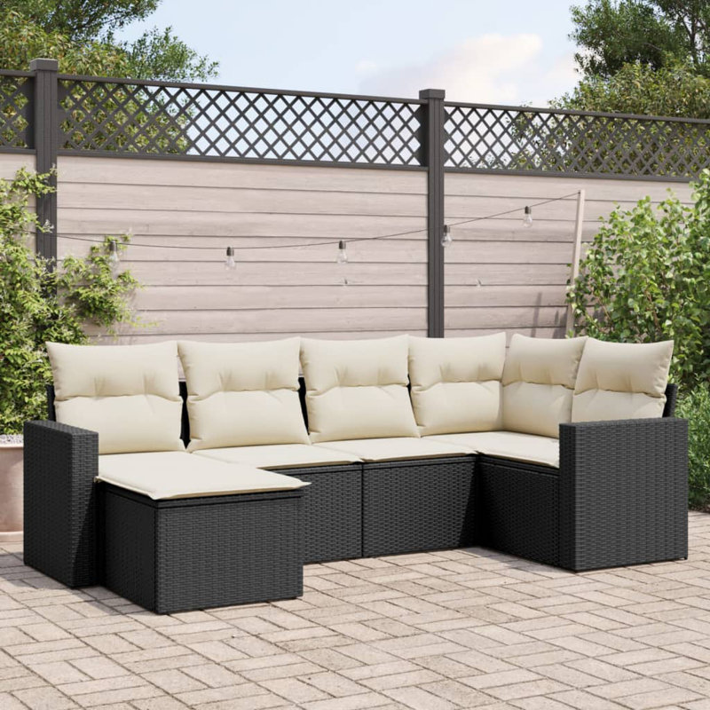 Ensemble de canapé de jardin Vidaxl noir, blanc crème