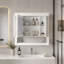 Armoire murale de salle de bain de 89 cm avec miroir, tablette ouverte et porte miroir au-dessus des toilettes