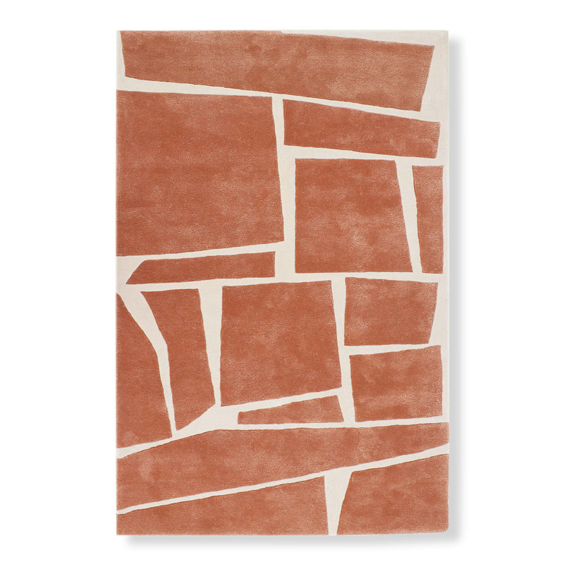Tapis en laine touffeté à la main Cubist, Tapis de couloir 2 pi 6 po x 12 pi