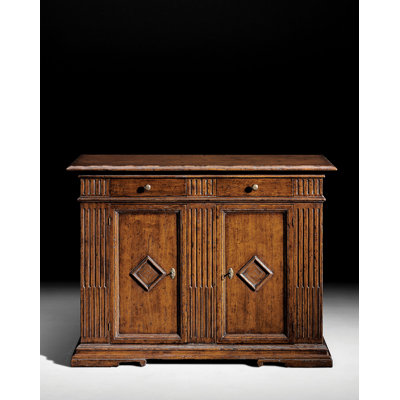 55" Wide 2 Drawer Walnut Wood Sideboard