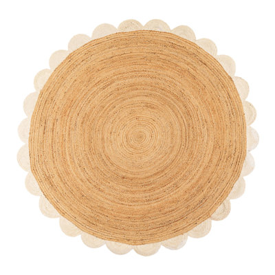 Solid Scallop Braided Jute Rug