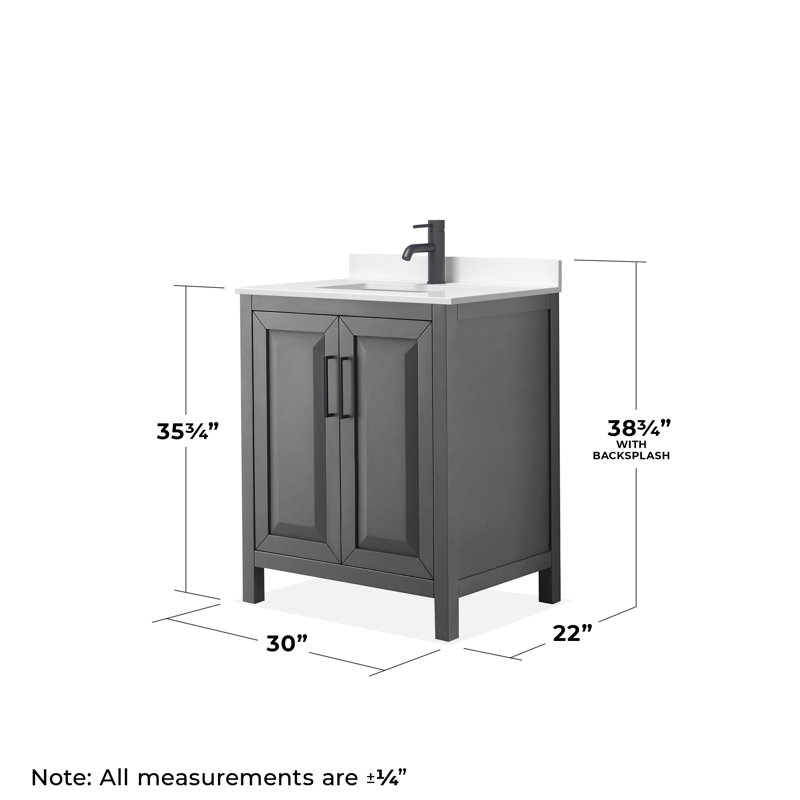 Daria 30'' W Vanity, Matte Black, Gray, White Quartz