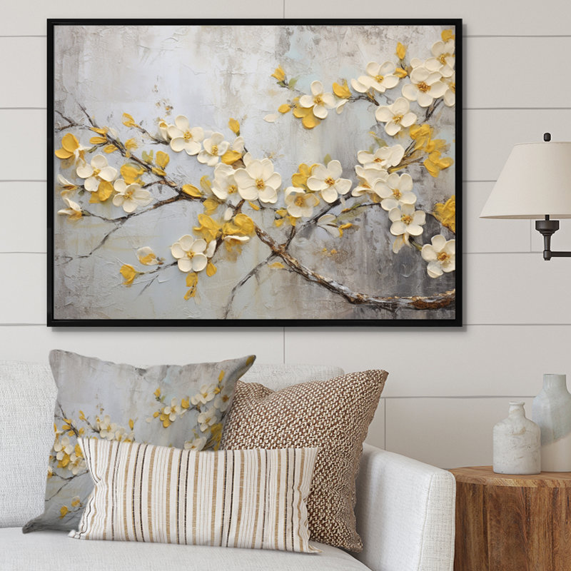 «Apple Blossom Harmony XVII», reproduction d'art sur toile, H 12 po x l 20 po x P 1 po, Cadre flottant noir
