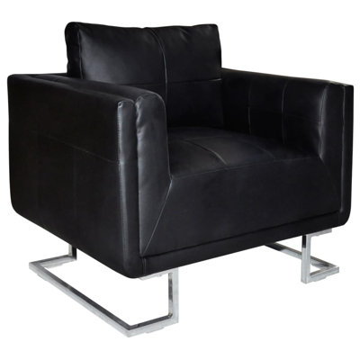 Cube Armchair with Chrome Feet Leather