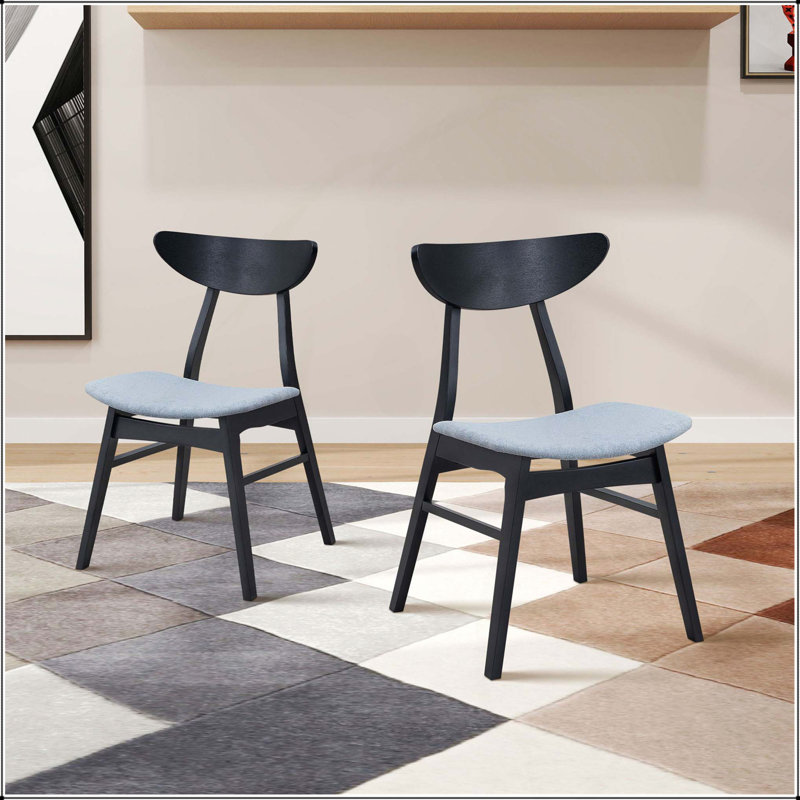 Ensemble de 2 chaises de salle à manger en bois, Gris clair, Noir