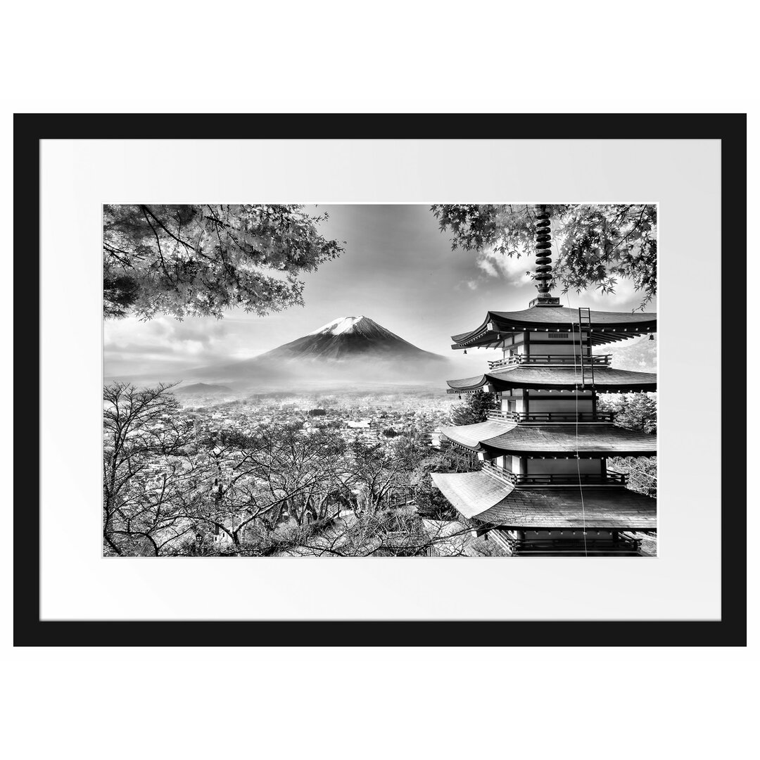 Gerahmtes Poster Japanischer Tempel im Herbst