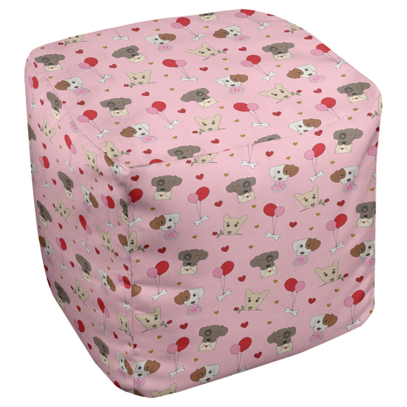 Pouf carré de 13 po de largeur, Rose / Brun