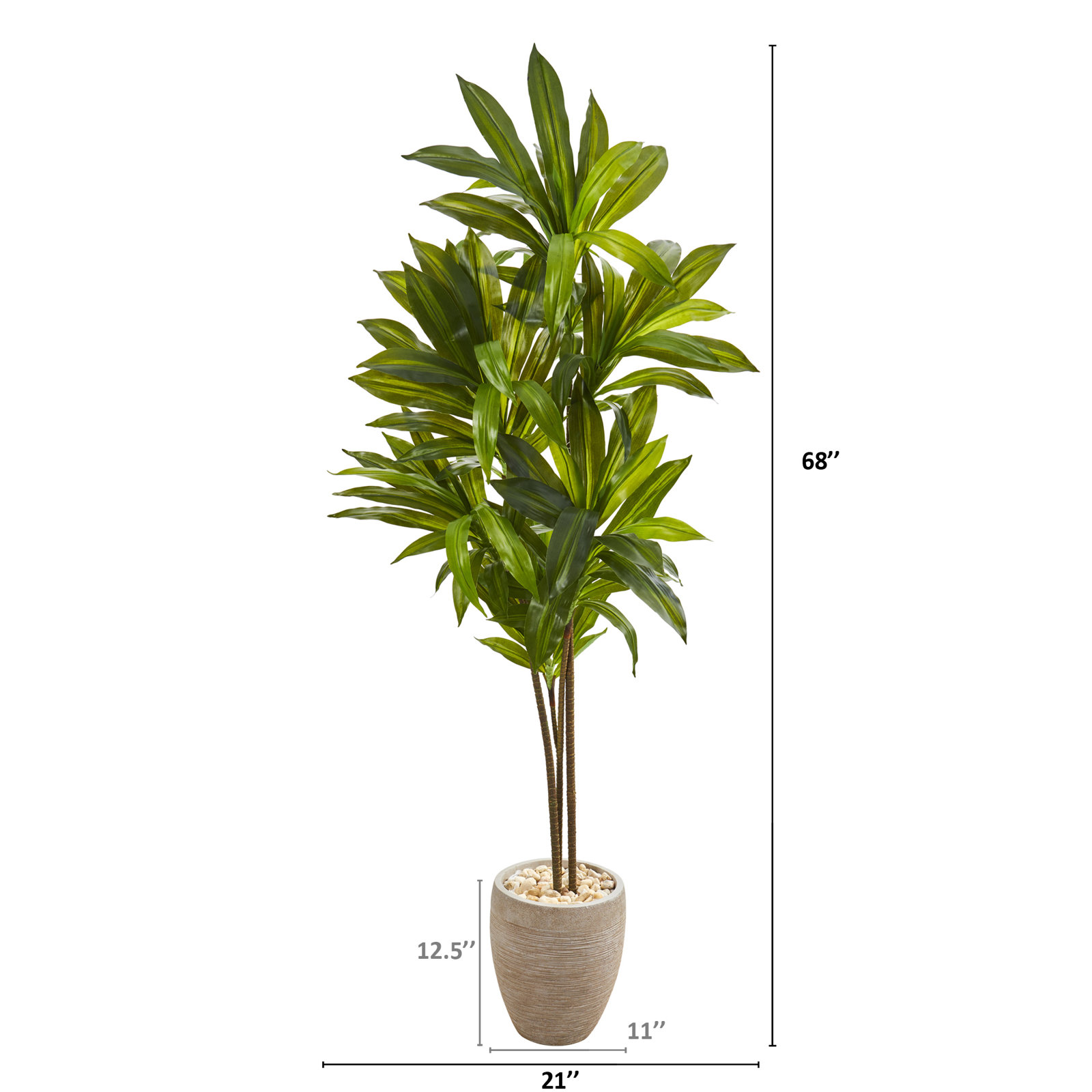 68'' Faux Dracaena Tree in Ceramic Planter