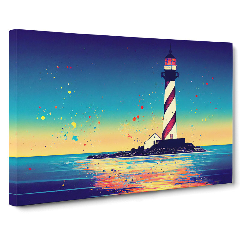 Painted Lighthouse Vol.3 - Wrapped Canvas, 40cm H x 60cm W x 3cm D