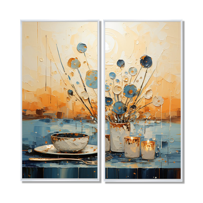 Décoration culinaire bleue - Essence culinaire bleue, 20" H x 24" W, Impression encadrée flottante, White