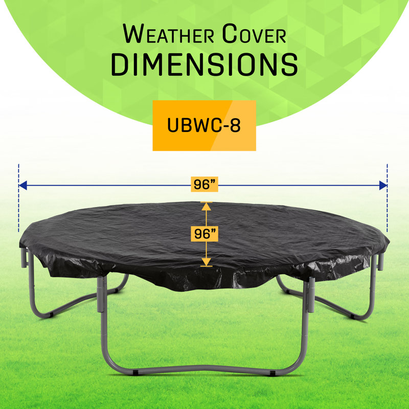 Machrus Upper Bounce Round Trampoline Weather Cover - Weather-Resistant Trampoline Protective Cover, Black, 8'