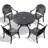 5-Piece Set Of Cast Aluminum Patio Furniture With Red Cushions-558526151