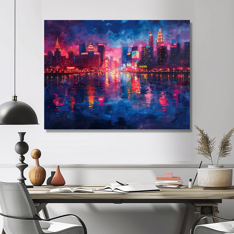 Casinos II - décorations murales roses et bleues, Toile tendue, 34" H x 44" W