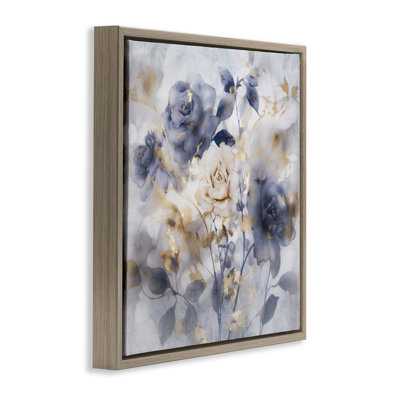 Art mural sur toile flottant avec roses en sourdine, design par Irene Weisz