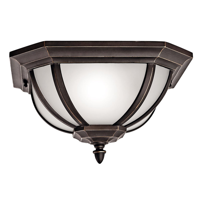 Fairchild Glass Flush Mount, Rubbed Bronze, White Linen