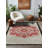 Qasida Collection Digital Print Cotton-Polyester Beige Red Moroccan Rug-104196137