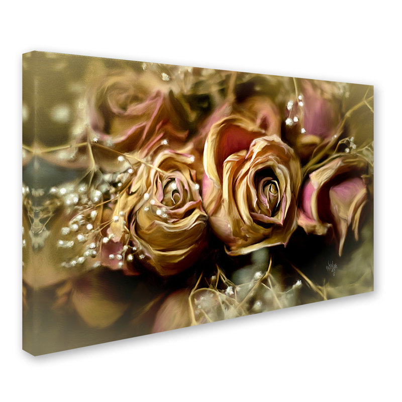 «Painted Old Roses», reproduction d'art sur toile tendue Kuehn, H 22 po x l 32 po x P 2 po